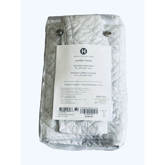 Hotel Collection Quilted Euro Pillow Sham 26" x 26" Layered Frame - Picture 2 of 5